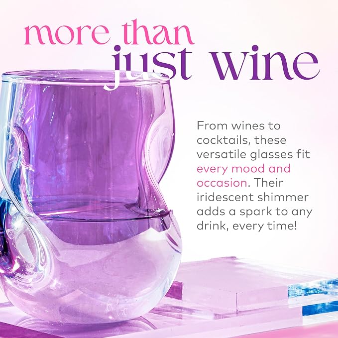 Dragon Glassware Stemless Wine Glasses, 16 oz Set of 2 - Iridescent | Short Wine Glasses Set of 2 with Finger Indentations; Aerates Naturally; Standard Width Design; Unique Drinkware - Image 5