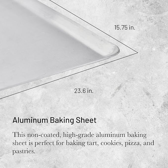 de Buyer Aluminum Baking Sheet - 23.6” x 15.75” - Perfect for Pastries, Cookies, Pizza & Tarts - Easy to Clean - Dishwasher Safe - Image 2