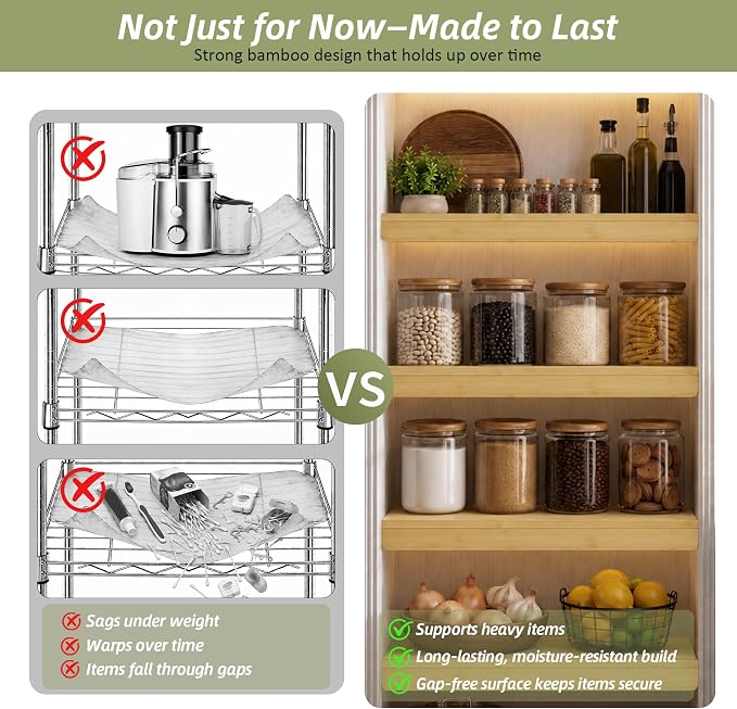 Wire Shelf Covers, Bamboo Wire Rack Covers for Pantry, Closet，Kitchen (4pcs, 24" W x 12" D, Natural) - Image 6
