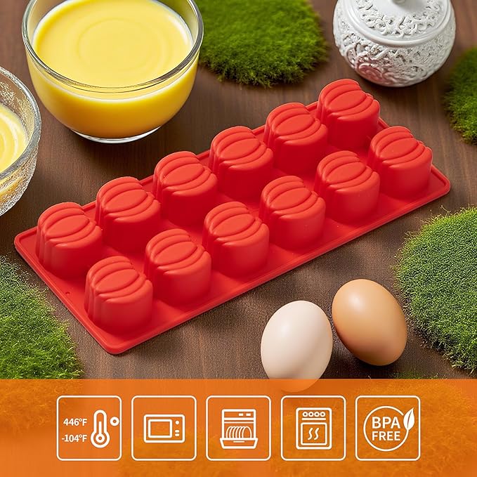 Pumpkin Chocolate Mold, 3 Pack Mini Pumpkin Silicone Chocolate Molds Autumn Candy Mold for Fall Baking Cake Decoration HalloweenThanksgiving Muffin Cake Soap Candle Cookies