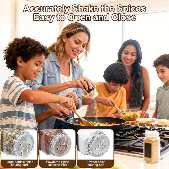 36 Spice Jars with Labels, 4 oz Seasoning Jars for Cabinets, Drawers, Racks | Lead-free glass seasoning containers with black airtight lids, and they are dishwasher safe - Image 6