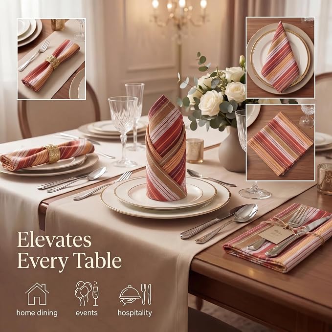 Urban Villa Cloth Napkins Cotton 20x20 (Set of 12) Fall Dobby - Image 2