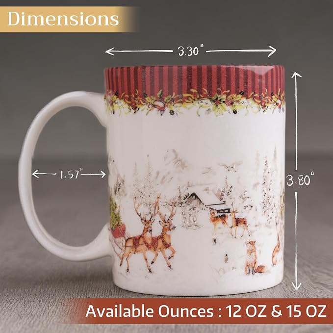Maison d' Hermine Coffee Mug with Handles Tea Cups (15 Ounce, Pack of 1) | Fine Bone China Coffee Mugs for Hot Beverages Cappuccino Latte Home Hotel Spring Summer -Christmas Tradition - Landscape - Image 4