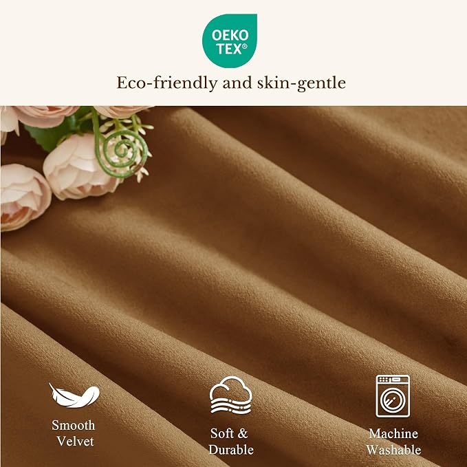 Velvet Window Valance 52x18 Inch 4-Panel Set | Soft Wavy Gold Brown Kitchen Curtains for Windows, Luxury Fabric Aesthetic Window Treatment for Bay Window, Living Room - Image 7