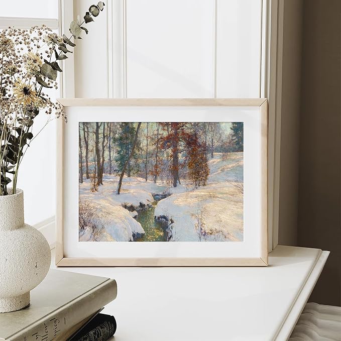Winter Forest Landscape Wall Art Vintage Snowy Pine Trees Painting Prints Rustic Snowscape Picture Nature Wilderness Illustrations Modern Art Unframed for Living Room Bedroom Home Walls Decor, 11x14 Inch - Image 2
