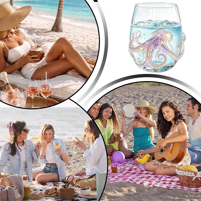 Drinking Glasses 350ml, Glassware, Marine Animal Themed Bar Glasses | Cocktail Glasses for Milk Ice Water Juice Tea Beer Mother Dad Wife - Image 4