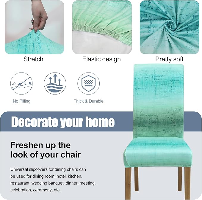 Dining Chair Covers, Stretch Seat Covers, Washable Furniture Protector | 4 Pack, Washable, Stretch Fit, Soft, Non Slip, Dining Chair Covers, Seat Protector, Furniture Cover,Easy Clean - Image 3