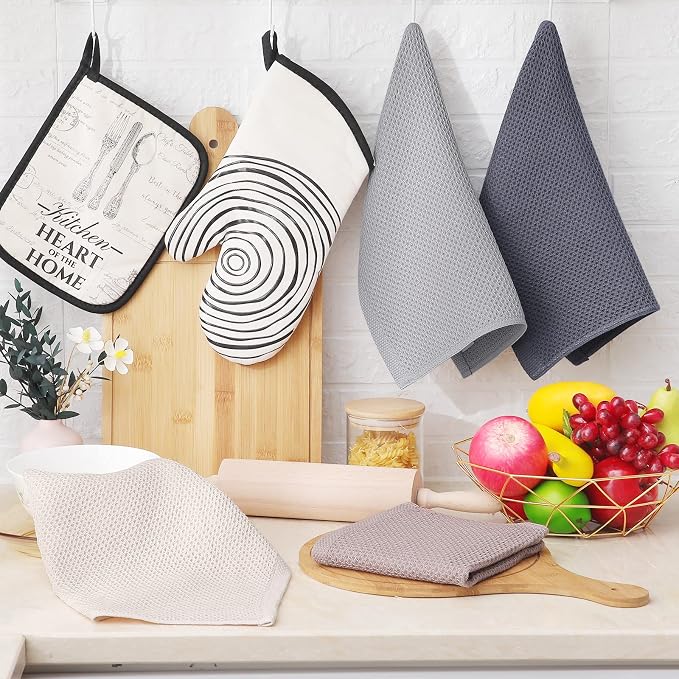 Homaxy 100% Cotton Waffle Weave Kitchen Dish Cloths 6-Pack, Mixed Color | 12 x 12 Inches, Ultra Soft Absorbent Dish Towels, Quick Drying Dish Rags with Hanging Loop - Image 6