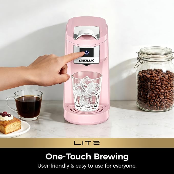 CHULUX Lite Single Serve Coffee Maker for K Cup with One Touch Brew, Pink | Boiler Fast Heating System, Unique Split-Flow Nozzle, Designed for Standard Mugs, 5 to 12 oz Brew Sizes, Single Cup Reservoir - Image 4