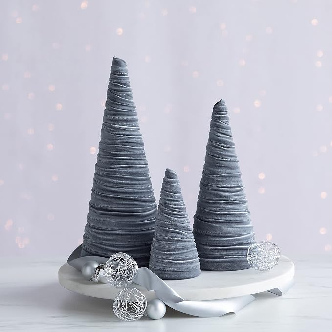 Your Heart's Content Gray Velvet Trees Set of 3, Winter Mantel Neutral Accent, Valentine Tree Tablescape, Holiday Centerpiece, Modern Farmhouse, Handcrafted Gift for (Gray) - Image 4