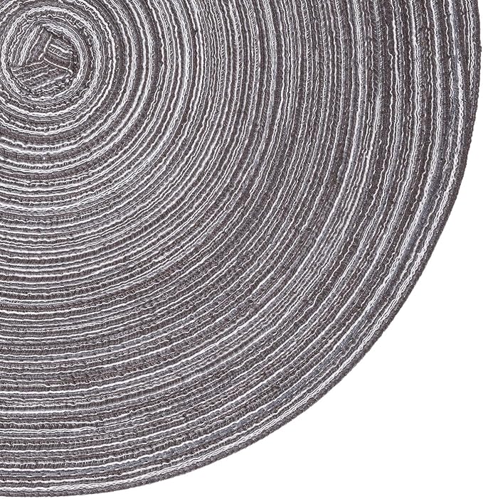 SHACOS Round Braided Placemats Set of 8 Round Table Mats for Dining Tables Non Slip Washable (Black Grey, 8) - Image 4