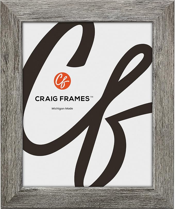 Craig Frames 24x24 Picture Frame, Gray Barnwood, FM26GRY Series Rustic Wall Decor, 1 1/4 Inch Wide MDF Moulding, Plexiglass and Backing Included, Wall Display Frame for Art and Posters by CraigFrames