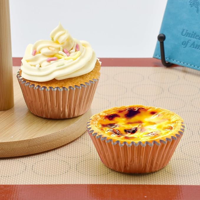 200 Pcs Orange Foil Cupcake Liners Standard Baking Cups Muffin Paper Cases | Food-grade, Greaseproof & Sturdy Parchment, Cupcake Wrapper for Party, Christmas, Gift - Image 3