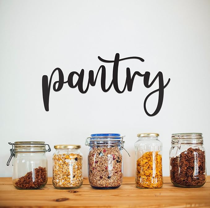 Pantry Word Sign Metal Wall Decor - 15"X8" Black Modern Pantry Decor Farmhouse Metal Large Pantry Sign for Hanging Any Kitchen Wall Art Decor - Image 8