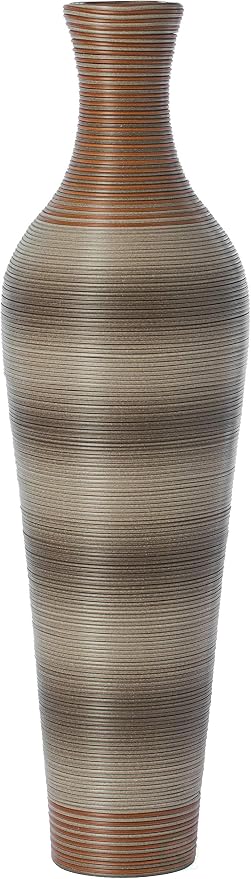 Uniquewise 39-Inch-Tall Vase, Brown Decorative Floor Vase, Classic Neat Floor Vase Tall Freestanding Flower Holder, Artificial Rattan Vase, PVC Floor Vase, Flower Holder for Home Decor, QI003824 - Image 3