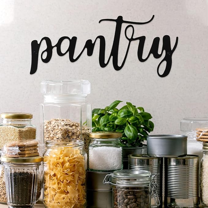 Jetec Pantry Decor Sign, Vintage Metal Pantry Sign Wall Decor Farmhouse Door Art Vintage Room Wall Art with Black Letter - Image 2