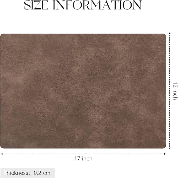 MOSAYT Vinyl Placemats Set of 4-12 X 17 Inch - Faux Leather 100% Waterproof Oil-Proof Wipeable PU Place Mats, Heat Resistant Reversible Table Mats for Kitchen, Dining, Outdoor, Brown - Image 7