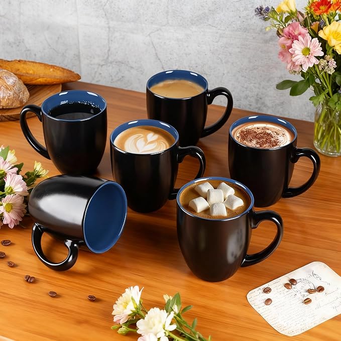 GBhome 12oz Coffee Mugs Set of 6, Large Ceramic Coffee Mugs for Man, Woman, Dad, Mom, Modern Coffee Mugs Set with handle for Tea/Latte/Cappuccino/Milk/Cocoa. Dishwasher&Microwave Safe,Blue - Image 6