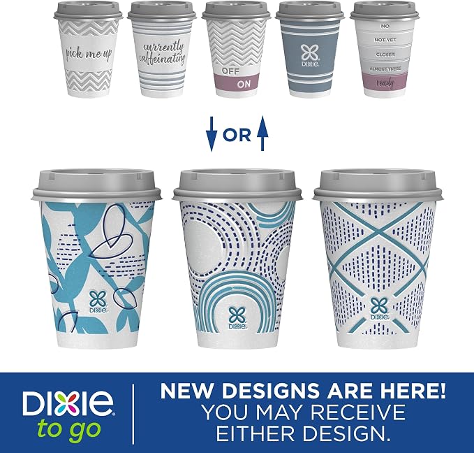 Dixie To Go Paper Coffee Cups With Lids, 12 oz, 14 ct, Disposable Insulated Paper Cups for On-The-Go Hot or Cold Beverages (Pack of 8) - Image 4