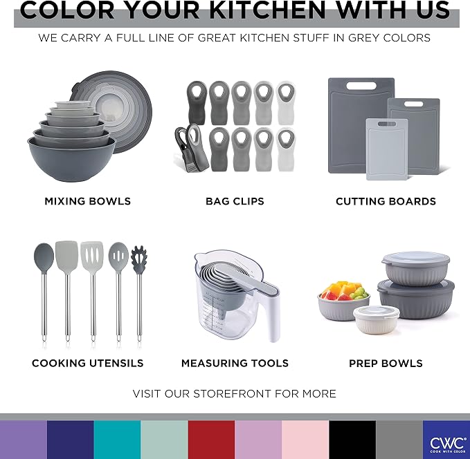 COOK WITH COLOR Silicone Cooking Utensils, Kitchen Utensil Set, Easy to Clean Silicone Kitchen Utensils, Cooking Utensils for Nonstick Cookware, Kitchen Gadgets Set, 5 Pieces, Grey Ombre - Image 8