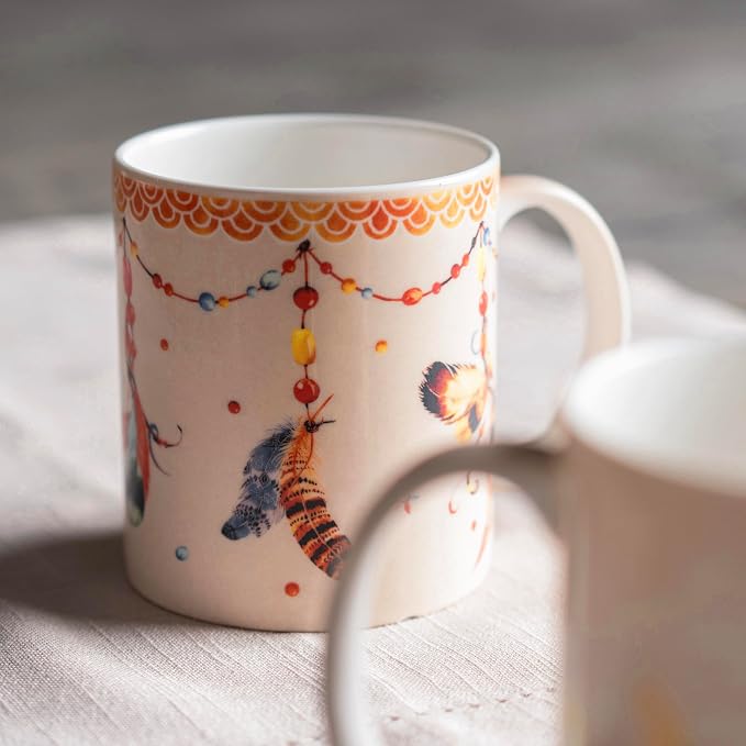 Maison d' Hermine Coffee Mug with Handles Tea Cups (15 Ounce, Pack of 2) | Fine Bone China Coffee Mugs for Hot Beverages Cappuccino Latte Home Restaurant Hotel Spring Summer -Ibiza - Beige - Image 8