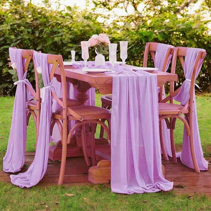 Pack of 15 | Orchid | 14ft Chiffon Table Runner 29x170 Inches Long Romantic Rustic Sheer Gauze Runner for Wedding Bridal Shower Birthday Banquets Engagement Spring Easter Boho Decorations - Image 6