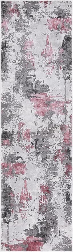SAFAVIEH Craft Collection Runner Rug - 2'3" x 10', Grey & Pink, Modern Abstract Design, Non-Shedding & Easy Care, Ideal for High Traffic Areas in Living Room, Bedroom (CFT820U) - Image 2