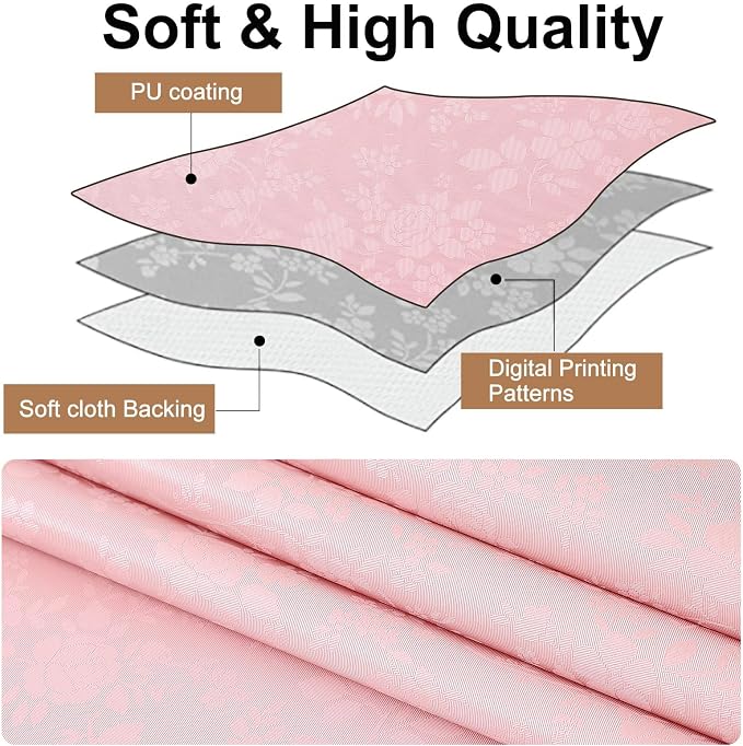 Smiry Rectangle Waterproof Heavy Duty Vinyl Tablecloths, 54 x 78 Inch | Wipeable Washable Floral Embossed Table Cover for Kitchen and Dining Room, Indoor & Outdoor Use, Pink - Image 7