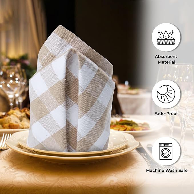 Urban Villa Cloth Napkins Cotton 20x20 (Set of 6) Taupe - Image 8
