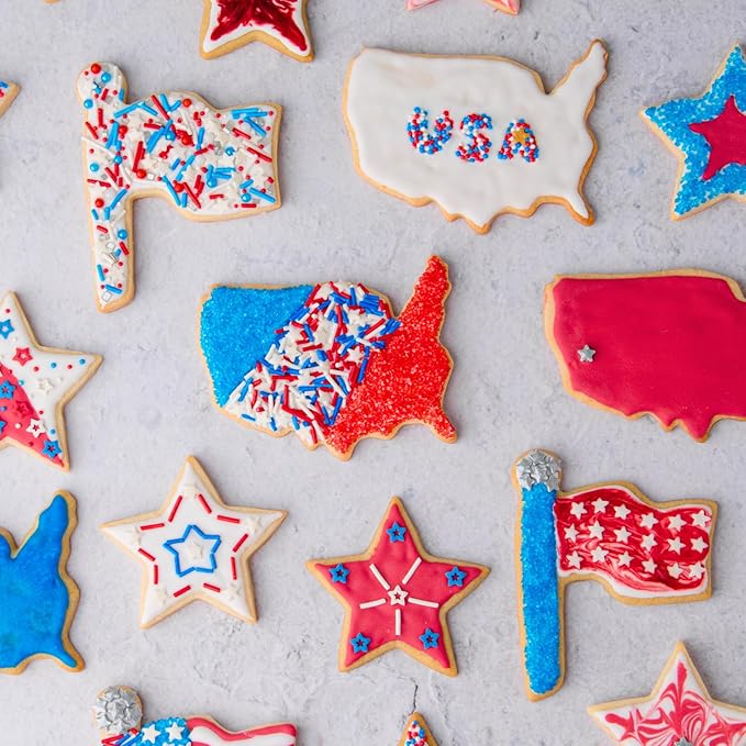 Cookie Cutter Kingdom, Patrioitic Cookie Cutters, 3 pack, Star, Flag, USA, 4th of July Cookie Cutters Shape, Memorial Day, Mold for Cakes Biscuits and Sandwiches (Patriotic 3 Pack)
