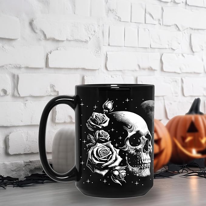 Skull Mug 15oz Goth Gift for Women - Christmas Mugs Witch Gifts for Women Skull Gifts for Men Unique - Gothic Coffee Mug - Witch, Goth Decor Christmas Cup With Skulls Cup Gothic Gift for Men, Dad, Mom - Image 4