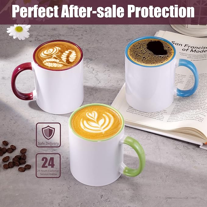 TANGLONG 12PCS Sublimation Mugs-6 Assorted Colors 11oz ceramic cup for gift | Heat Sensitive Coffee Mugs,Tazas Magicas Para Sublimacion Set,Color Changing,homemade gifts,summer, casual, beach, party - Image 5