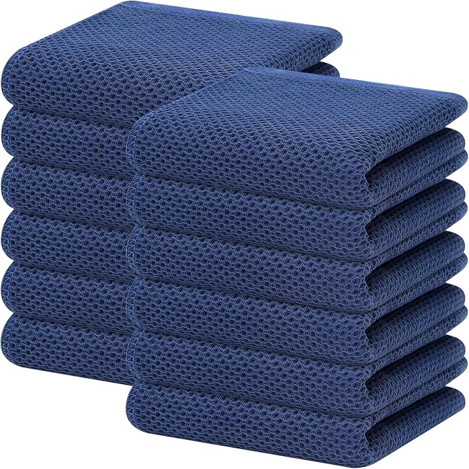 Homaxy 100% Cotton Waffle Weave Kitchen Dish Towels 12-Pack, Navy Blue | 13 x 28 Inches, Ultra Soft Absorbent Dish Towels, Quick Drying Cleaning Towels by Homaxy