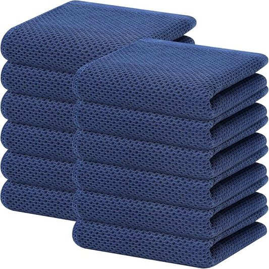 Homaxy 100% Cotton Waffle Weave Kitchen Dish Towels 12-Pack, Navy Blue | 13 x 28 Inches, Ultra Soft Absorbent Dish Towels, Quick Drying Cleaning Towels by Homaxy