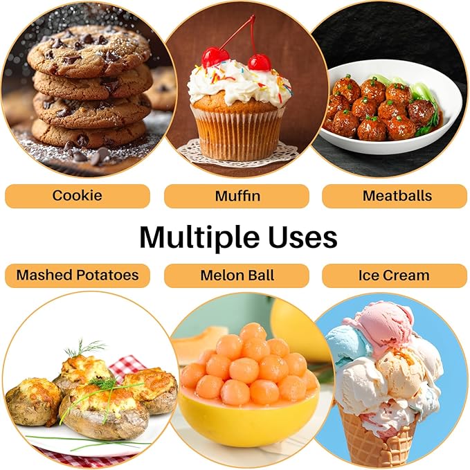 Small Cookie Scoop 1 Tbsp, Cookie Dough Scoop, 1 Tablespoon Cookie Scoops for Baking, Melon Baller, Comfortable Grip, Non-Slip, Smooth Release and Dishwasher Safe
