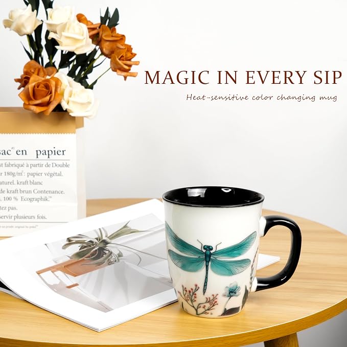 16 oz Dragonfly Mug - Color Changing Ceramic Coffee Cup - Ideal Gift for Women Dragonfly Gifts for Women - Image 7