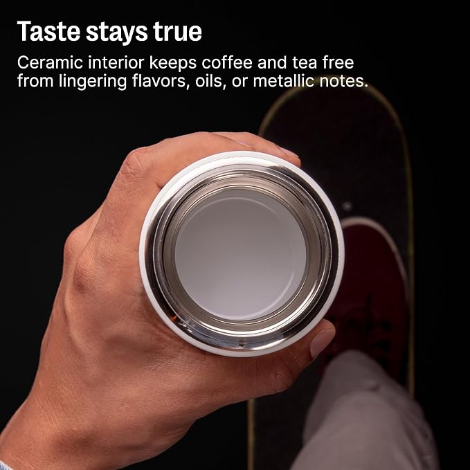 Fellow Carter Slide Ceramic Lined Travel Coffee Mug 12 oz, One-Handed Lid | No Metallic Taste Stainless Steel Coffee Tumbler, Leak-Proof, Hot 6Hr Cold 6Hr, BPA-Free, Dishwasher Safe, Desert Rose - Image 3
