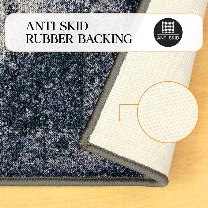Superior Indoor Large Area Rug, Washable Rugs for Bedroom. Living Space, Dining Room, Kitchen, Office, Entryway, Plush Throw, Modern Oriental Decor, Non-Slip Back, Eldwin Collection, 9' x 12', Grey - Image 7