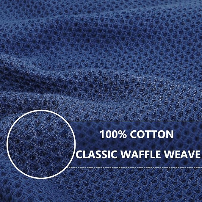 Homaxy 100% Cotton Waffle Weave Kitchen Dish Towels 18-Pack, Navy Blue | 13 x 28 Inches, Ultra Soft Absorbent Dish Towels, Quick Drying Cleaning Towels - Image 2
