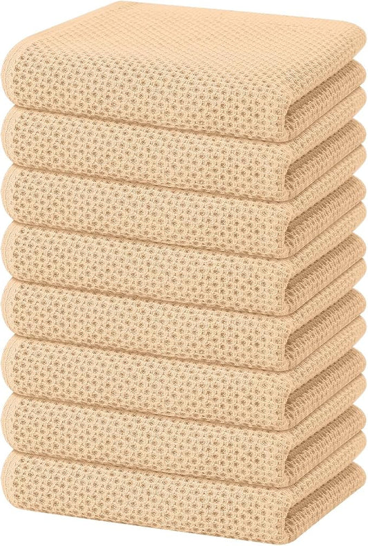 Homaxy 100% Cotton Waffle Weave Kitchen Dish Towels 8-Pack, Apricot | 13 x 28 Inches, Ultra Soft Absorbent Dish Towels, Quick Drying Cleaning Towels by Homaxy