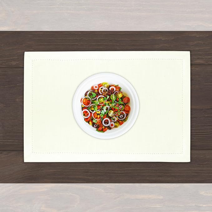 Urban Villa Two Tone Placemat Cotton Tablemat 14x20 (Set of 6) Ivory - Image 2