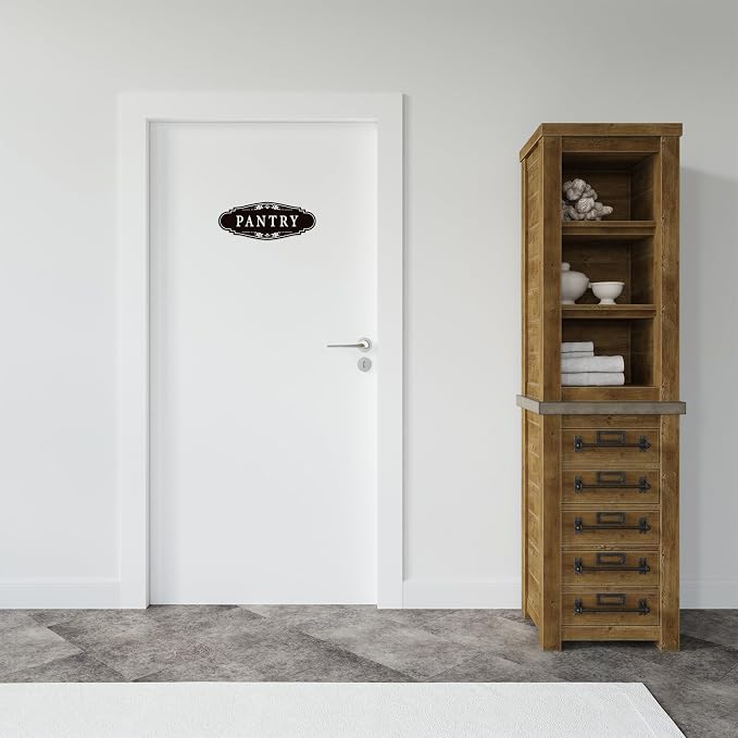 Pantry Door Sign Sticker for Kitchen, 9x3.5IN Self-adhesive Black | Farmhouse Pantry Decor for Home,Waterproof Vinyl Food Storage Decals for House Area, Glass/Wooden Door, Restaurant - Image 6