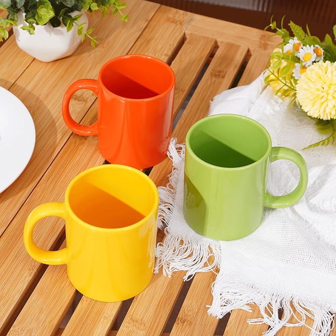Multi-Coloured Ceramic Mugs Set of 6-11.2 oz / 330ml-Coffee Mugs-Cappuccino-Tea Cups- Hot Chocolate Cups (Warm color, Large) - Image 7