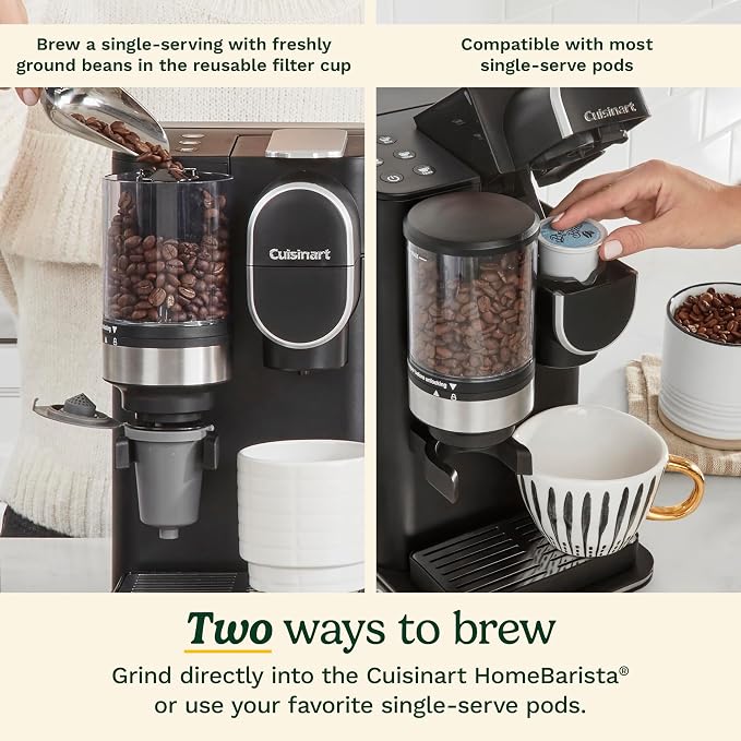 Cuisinart Single-Serve Coffee Maker + Coffee Grinder with 8, 10, and 12 oz. Serving Size, Compatible with Single-Cup Pods, 48-Ounce Removable Reservoir, Stainless Steel, DGB-2SS - Image 4