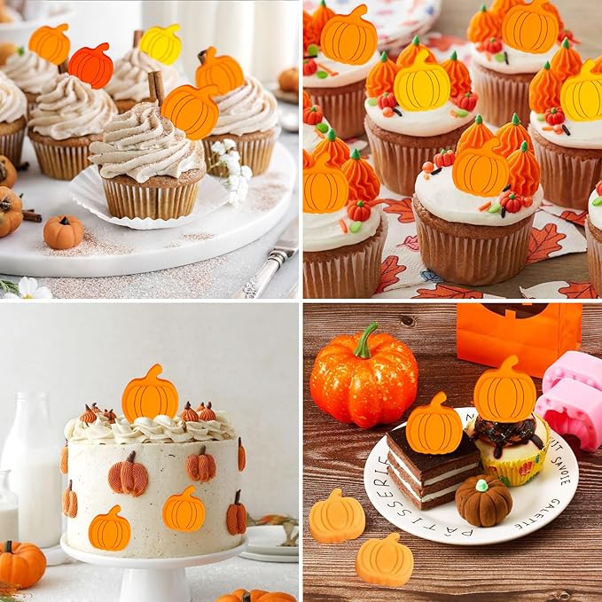 Pumpkin Cake Molds Silicone 2 Pcs Thanksgiving Chocolate Molds 3D Fall Candy Mold Halloween Pumpkin Cake Pan for Baking Autumn Harvest Fall Jello Ice Cube Tray Mold for Halloween Thanksgiving Decor