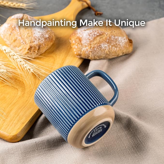 GBhome Large Coffee Mugs Set of 6, 16oz Handmade Stoneware Coffee Mugs Set with Large Handle for Cappuccino/Latte/Tea/Hot Cocoa, Dishwasher & Microwave Safe, Moonlight Blue - Image 2