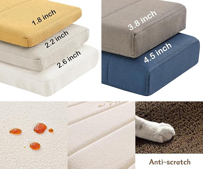 Custom Bay Window Sill Seat Cushion Plump Textured Line Customized Bench Seating Foam Cushions for Indoor Furniture, Mudroom, Reading Nook, Kitchen Dining Room, Anti-Cat, Splash-Proof, Non Slip Bottom - Image 4