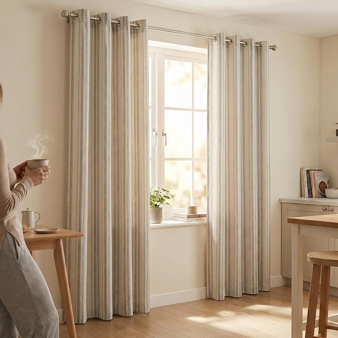 Urban Villa Cotton Grommet Curtains 52x96 (2 Panels) Curtis Stripes - Image 9