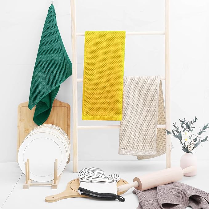 Homaxy 100% Cotton Waffle Weave Kitchen Dish Towels 4-Pack, Dark Green | 13 x 28 Inches, Ultra Soft Absorbent Dish Towels, Quick Drying Cleaning Towels - Image 6