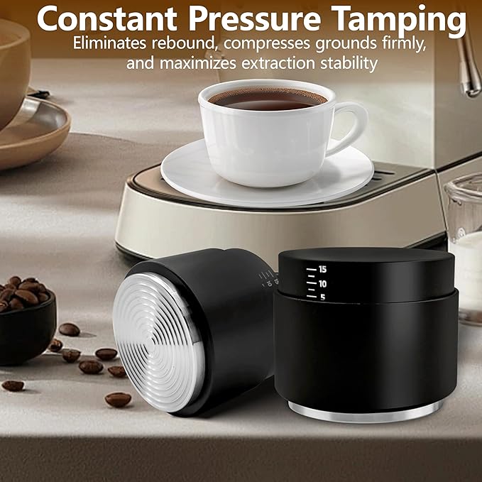 3-in-1 Coffee Distributor and Tamper with WDT Tool – Espresso Distribution Tool Set, Professional Espresso Accessories Kit, Fits 53mm Portafilters (53mm)